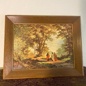 Emmaus Painting Print By R. Zund in Walnut Wooden Frame
